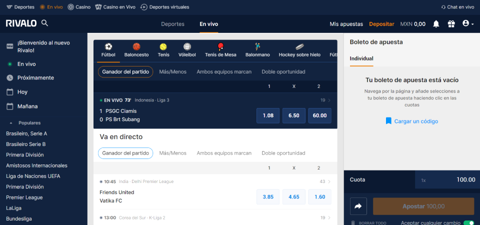 Rivalo Mexico apuestas EN VIVO